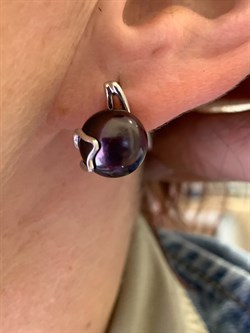 *Серьги Черный Жемчуг д.10,5*11мм арт. 2.0425.0.b-685 Вес 5,17 г - фото 317823 *Серьги Черный Жемчуг д.10,5*11мм арт. 2.0425.0.b-685 Вес 5,17 г - фото 317823