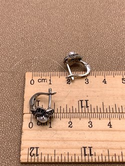 *Серьги Марказит Жемчуг арт. HE841-093 вес 4,66 г - фото 317938