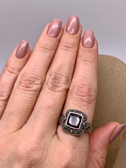*Кольцо р.18Марказит Гранат Пироп арт. HR978-419 вес 5,5 г - фото 317989
