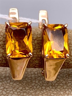 *Серьги Цитрин цв Красное арт. 2310895-479 (вес 3,29 г) - фото 318291