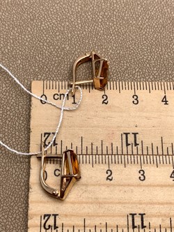 *Серьги Цитрин цв Красное арт. 2310895-479 (вес 3,29 г) - фото 318298