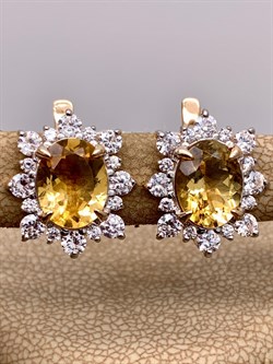 *Серьги Цитрин цв Красное арт. 2323980-191 (вес 4,52 г) - фото 318412