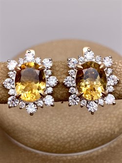 *Серьги Цитрин цв Красное арт. 2323980-191 (вес 4,52 г) - фото 318414