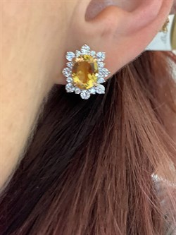 *Серьги Цитрин цв Красное арт. 2323980-191 (вес 4,52 г) - фото 318415