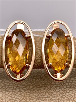 *Серьги Цитрин цв Красное арт. 2330783-741 (вес 3,98 г) - фото 318434