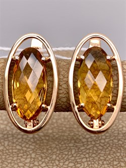*Серьги Цитрин цв Красное арт. 2330783-741 (вес 3,98 г) - фото 318436