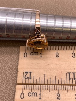 *Кольцо р.17,5 Цитрин цв Красное арт. 1331704-120 (вес 2,78 г) - фото 318466