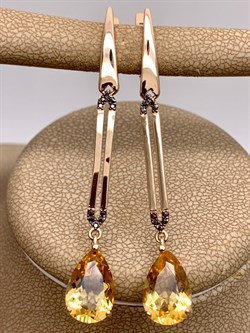 *Серьги Цитрин цв Красное арт. 2331704-127 (вес 5,24 г) - фото 318480