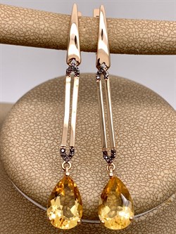 *Серьги Цитрин цв Красное арт. 2331704-127 (вес 5,24 г) - фото 318481