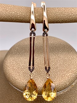 *Серьги Цитрин цв Красное арт. 2331704-127 (вес 5,24 г) - фото 318483