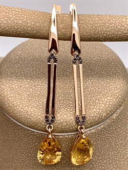 *Серьги Цитрин цв Красное арт. 2331704-127 (вес 5,24 г) - фото 318484