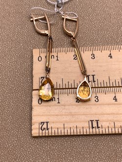 *Серьги Цитрин цв Красное арт. 2331704-127 (вес 5,24 г) - фото 318489