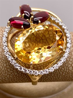 *Кольцо р.18,5 Родолит Цитрин арт. 01-1-206-2201-021-927 (вес 6,33 г) - фото 318542 *Кольцо р.18,5 Родолит Цитрин арт. 01-1-206-2201-021-927 (вес 6,33 г) - фото 318542