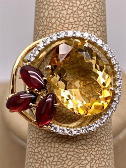 *Кольцо р.18,5 Родолит Цитрин арт. 01-1-206-2201-021-927 (вес 6,33 г) - фото 318544 *Кольцо р.18,5 Родолит Цитрин арт. 01-1-206-2201-021-927 (вес 6,33 г) - фото 318544