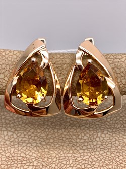 *Серьги Цитрин цв Красное арт. 2310706-737 (вес 3,95 г) - фото 318609