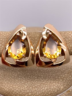 *Серьги Цитрин цв Красное арт. 2310706-737 (вес 3,95 г) - фото 318610