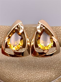 *Серьги Цитрин цв Красное арт. 2310706-737 (вес 3,95 г) - фото 318611