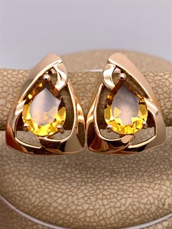 *Серьги Цитрин цв Красное арт. 2310706-737 (вес 3,95 г) - фото 318612