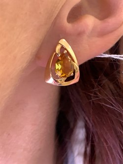 *Серьги Цитрин цв Красное арт. 2310706-737 (вес 3,95 г) - фото 318613