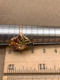 *Кольцо р.17 Хризолит Цитрин цв Красное арт. 01-2-287-22-078 (вес 2,9 г) - фото 318693