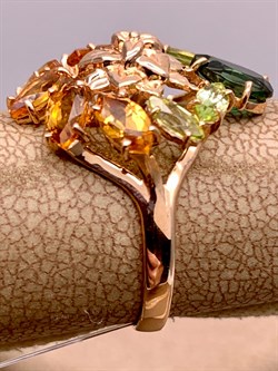 *Кольцо р.17 Хризолит Цитрин цв Красное арт. 01-2-287-22-078 (вес 2,9 г) - фото 318696