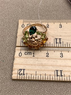 *Кольцо р.17 Хризолит Цитрин цв Красное арт. 01-2-287-22-078 (вес 2,9 г) - фото 318700