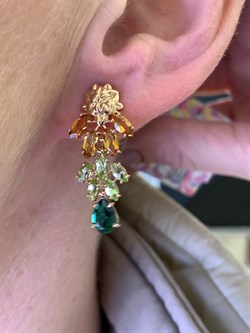 *Серьги Хризолит Цитрин цв Красное арт. 02-2-287-22-153 (вес 5,07 г) - фото 318707