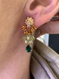 *Серьги Хризолит Цитрин цв Красное арт. 02-2-287-22-153 (вес 5,07 г) - фото 318708