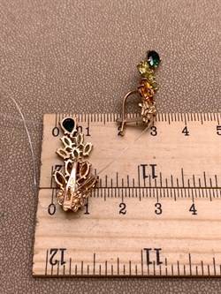 *Серьги Хризолит Цитрин цв Красное арт. 02-2-287-22-153 (вес 5,07 г) - фото 318709