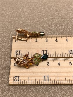 *Серьги Хризолит Цитрин цв Красное арт. 02-2-287-22-153 (вес 5,07 г) - фото 318710