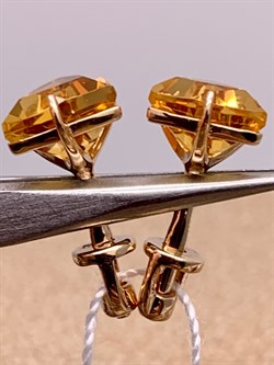 *Пусеты Цитрин цв Красное арт. 231 24-033-129 (вес 1,55 г) - фото 318748