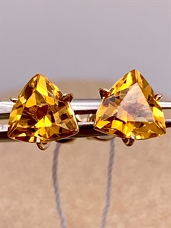 *Пусеты Цитрин цв Красное арт. 231 24-033-129 (вес 1,55 г) - фото 318750