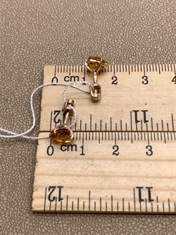 *Пусеты Цитрин цв Красное арт. 231 24-033-129 (вес 1,55 г) - фото 318751