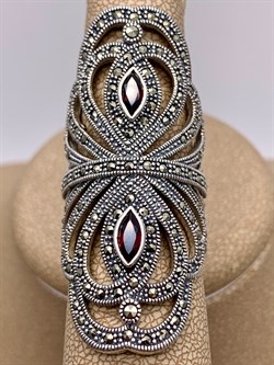 *Кольцо р.17 Марказит Гранат Пироп арт. HR846-711 вес 16,05 г - фото 318828