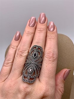 *Кольцо р.17 Марказит Гранат Пироп арт. HR846-711 вес 16,05 г - фото 318829