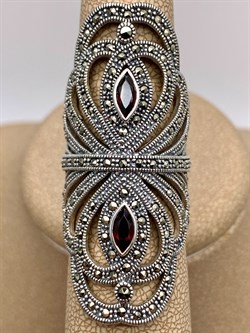 *Кольцо р.18 Марказит Гранат Пироп арт. HR846-728 вес 15,41 г - фото 318837