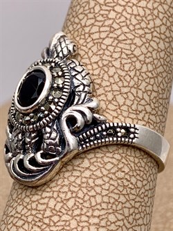 *Кольцо р.17 Черепашка Марказит Гранат Пироп арт. HR1409-915 вес 5,17 г - фото 318847