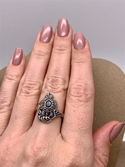 *Кольцо р.17 Черепашка Марказит Гранат Пироп арт. HR1409-915 вес 5,17 г - фото 318850