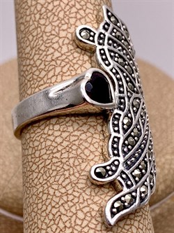 *Кольцо р.17 Крыло Бабочки Марказит Гранат Сердце арт. HR676-490 вес 8,29 г - фото 318895