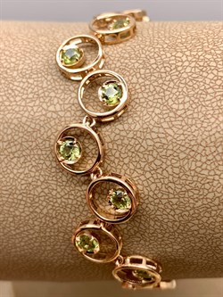 *Браслет р.18,5 Хризолит цв Красное арт. 08-1-062-0800-010-595 (вес 5,77 г) - фото 319107