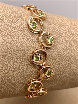 *Браслет р.18,5 Хризолит цв Красное арт. 08-1-062-0800-010-595 (вес 5,77 г) - фото 319108