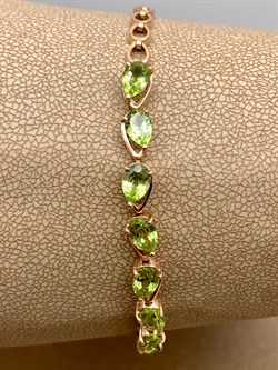 *Браслет р.17,5 Хризолит цв Красное арт. 08-1-041-0800-010-824 (вес 5,41 г) - фото 319156