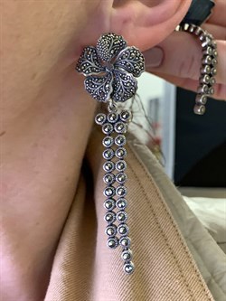 *Серьги Гибискусы Марказит арт HE685-989 вес 30,82 г - фото 319246