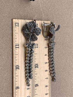 *Серьги Гибискусы Марказит арт HE685-989 вес 30,82 г - фото 319249