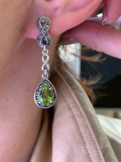 *Серьги Марказит Хризолит арт. HE1414-961 вес 8.12 г - фото 319254 *Серьги Марказит Хризолит арт. HE1414-961 вес 8.12 г - фото 319254