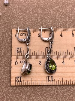 *Серьги Марказит Хризолит арт. HE1414-961 вес 8.12 г - фото 319255 *Серьги Марказит Хризолит арт. HE1414-961 вес 8.12 г - фото 319255