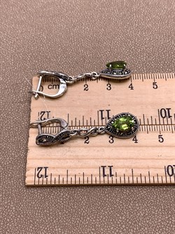 *Серьги Марказит Хризолит арт. HE1414-961 вес 8.12 г - фото 319257 *Серьги Марказит Хризолит арт. HE1414-961 вес 8.12 г - фото 319257