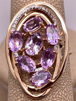 *Кольцо р.19,5 Аметист цв Красное арт. 01-2-741-0201-011-540 (вес 5,12 г) - фото 319456