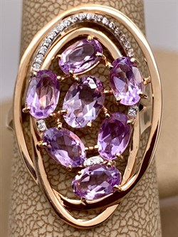 *Кольцо р.19,5 Аметист цв Красное арт. 01-2-741-0201-011-540 (вес 5,12 г) - фото 319461