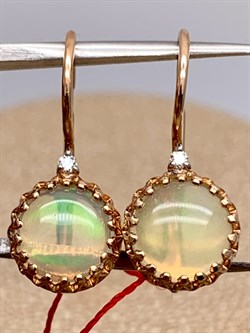 *Серьги Петли Опал Эфиопия цв Красное арт. 24080-137-216 вес 1,56 г - фото 319660
